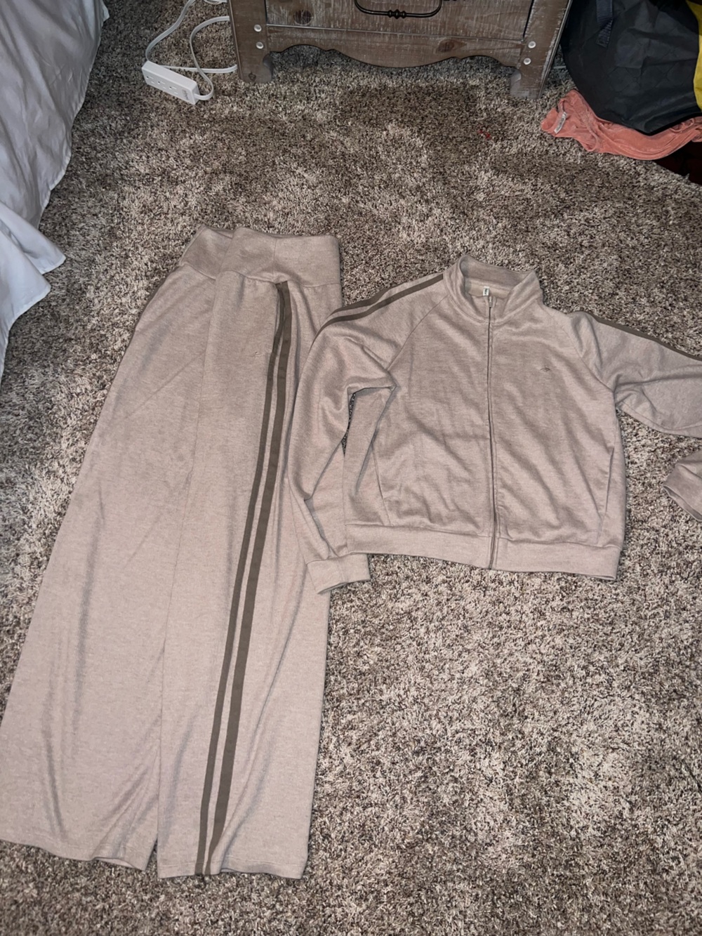 HALARA Taupe Track Pants/jacket with Double Side Stripe